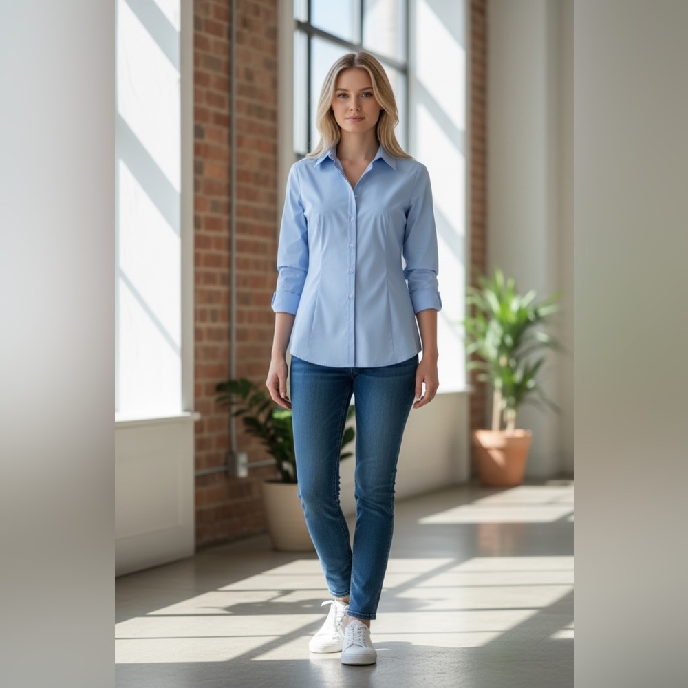 Express Blue Top with Elegant Design